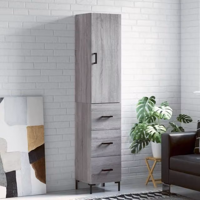 Berkfield Home Sonoma Highboard in Grey, W/D/H: 34.5 x 34 x 180 cm – 1
