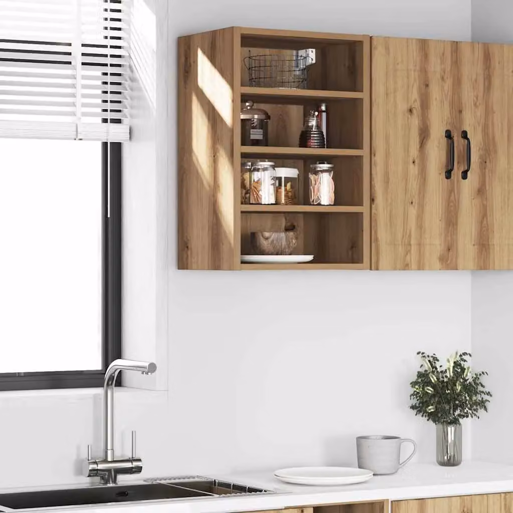 Berkfield Home Artisan Oak Wall Mounted Hanging Cabinet in Brown, W/D/H: 40 x 29.5 x 60 cm – 2