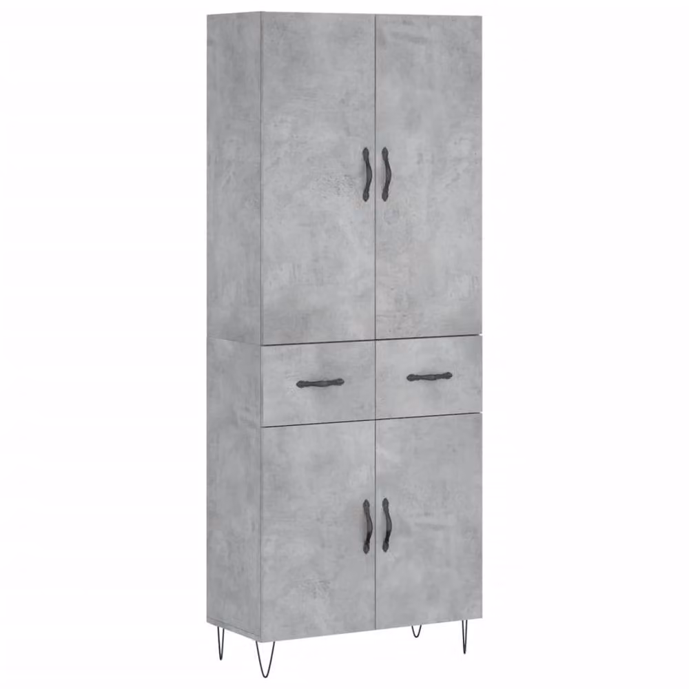 Berkfield Home Highboard in Concrete Grey, W/D/H: 69.5 x 34 x 180 cm – 3