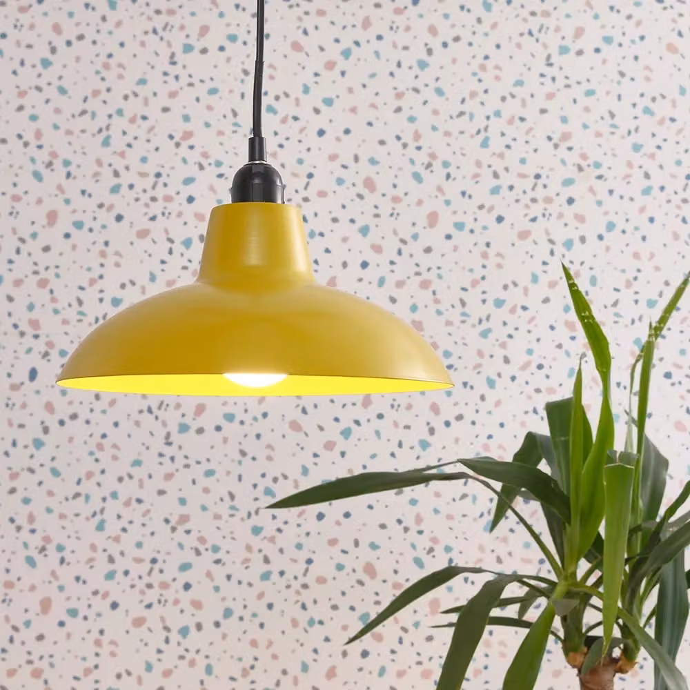 ValueLights Civic Pair of Yellow Metal Dome Ceiling Pendant Shades – 2