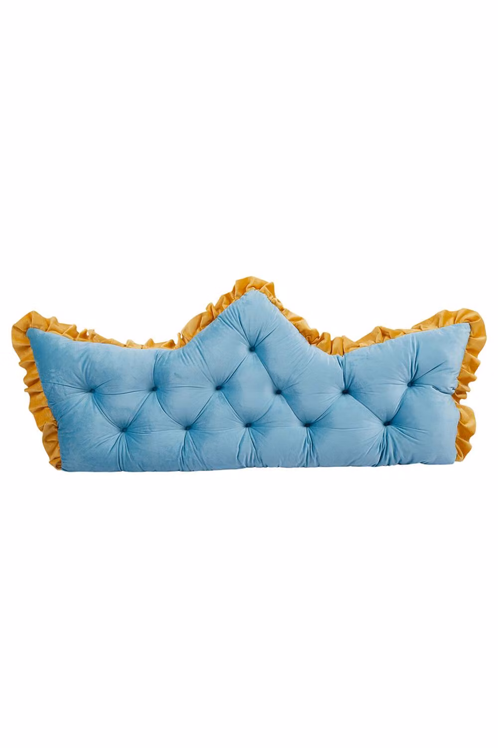 Living and Home Crown-Shaped Ruffled Bed Headboard Pillow in Blue, Small – 3