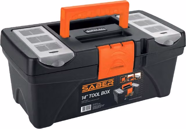 Saber Tool Box with Inserts, Black, Width: 41 cm