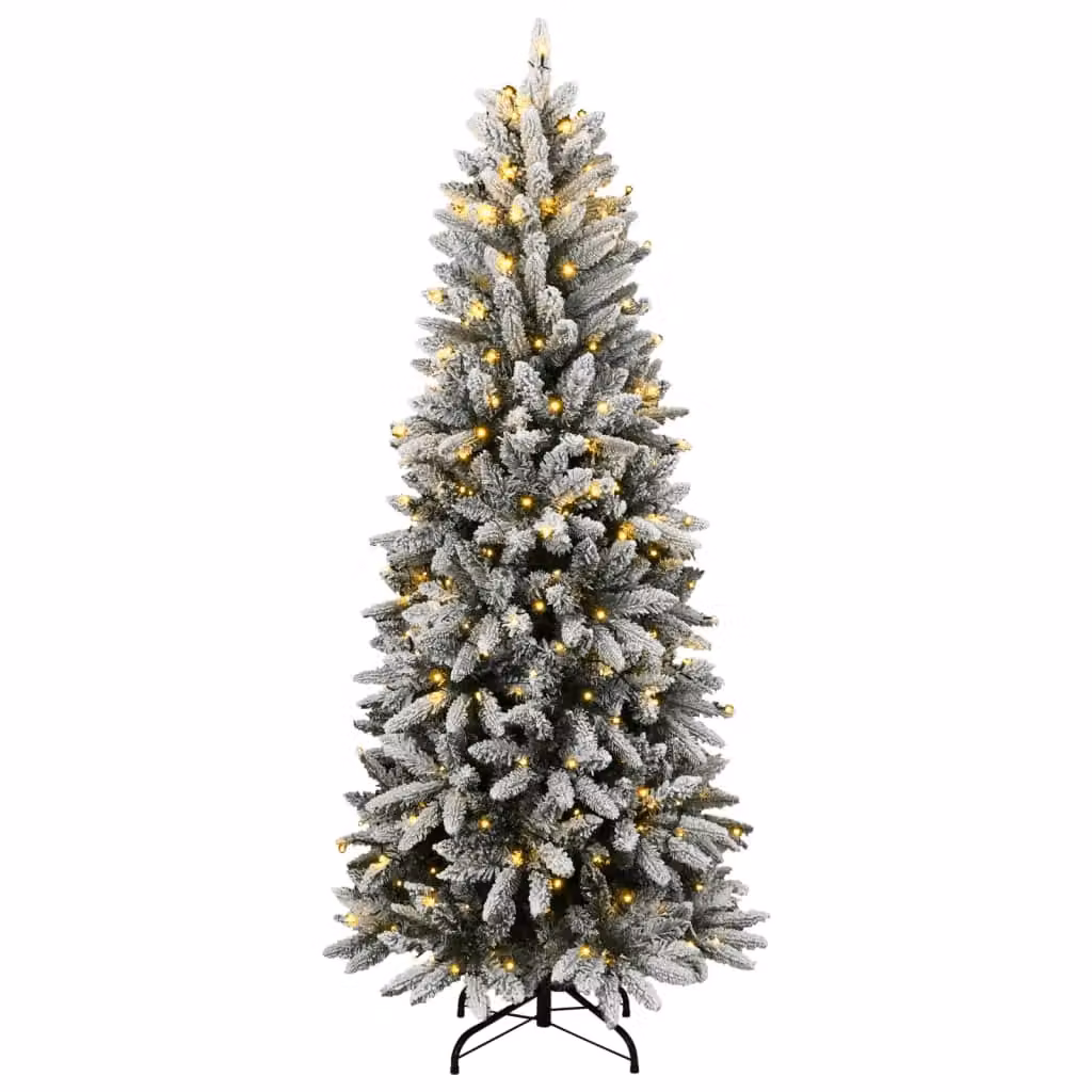 Berkfield Home Flocked Green Artificial Christmas Tree with 150 LEDs, Height: 120 cm – 2