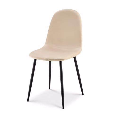 Bravich LTD Ron Velvet Dining Chair in Ivory with Metal Legs – 1
