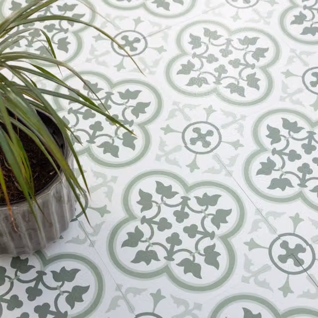 Floor Pops Remy Green Self-adhesive Vinyl Floor Tiles, W/D: 30.48 x 30.48 cm