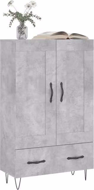 Berkfield Home Industrial Highboard in Concrete Grey, W/D/H: 69.5 x 31 x 115 cm
