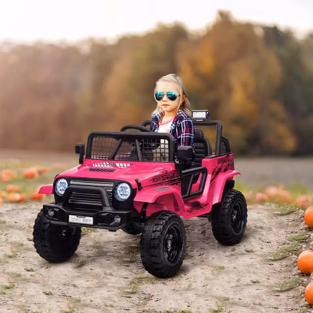 AIYAPLAY Kids Electric Ride On Car with Suspension in Pink