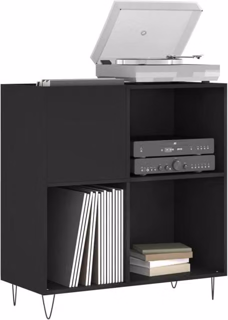 Berkfield Home Record Cabinet in Black, W/D/H: 84.5 x 38 x 89 cm – 1