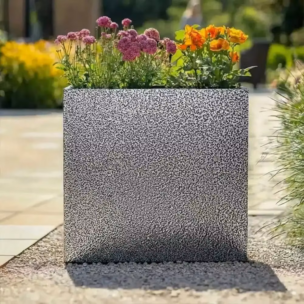 Access Garden Products Galvanised Steel Trough Planter in Silver and Black, W: 75 cm, H: 90 cm – 4