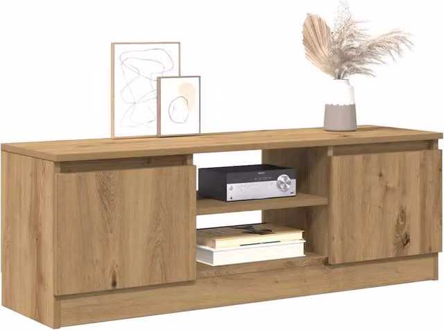 Berkfield Home Artisan Oak TV Cabinet in Brown, W/D/H: 102 x 30 x 36 cm – 1