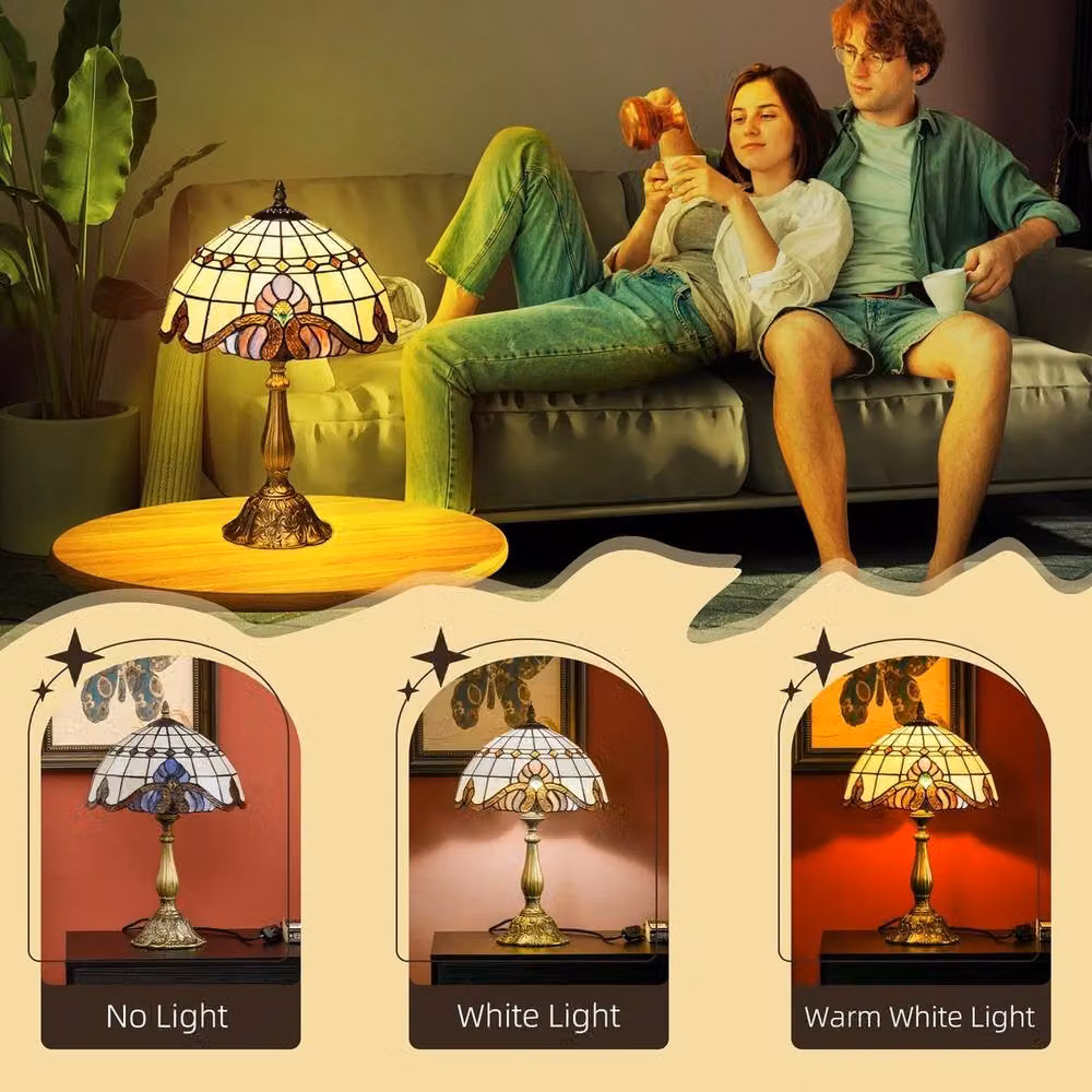 EONLION Handmade Art Nouveau Glass Bedside Lamp in Gold/Brass – 3