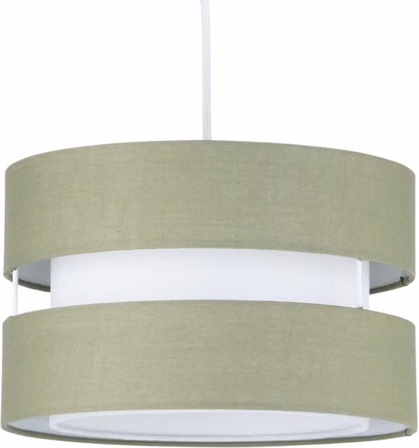 First Choice Lighting Benni Green Fabric Cylinder Pendant Shade, Diameter: 26 cm – 1