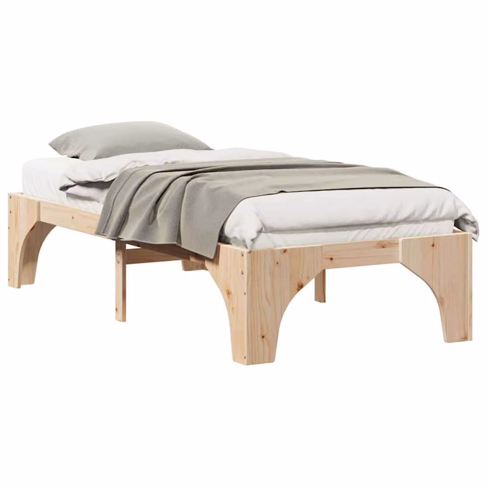 Berkfield Home Floor Bed Frame with Storage in Natural Brown Solid Pine Wood, W/D/H: 90 x 190 x 40 cm – 2