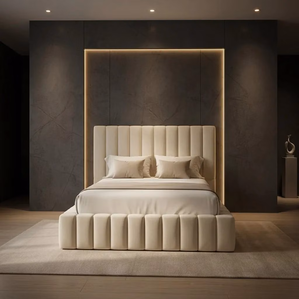 Ashburn Upholstered Bed Frame by Beds NK Ltd in Beige