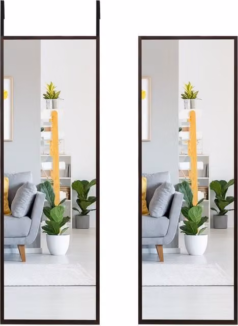 Costway 2-in-1 Full Length Mirror in Black for Bedroom or Wall Mounting – 1