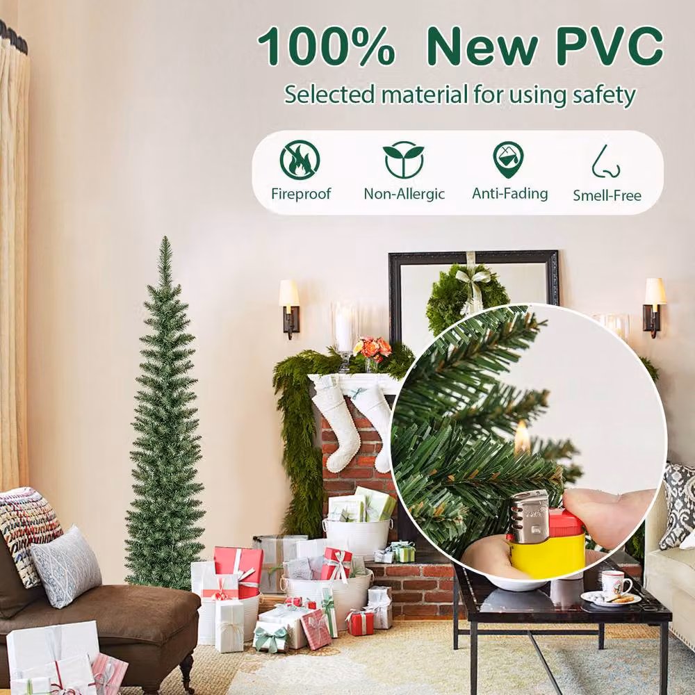 Gymax 150 cm Pre-lit Artificial Christmas Tree with 150 LED Lights in Green – 2