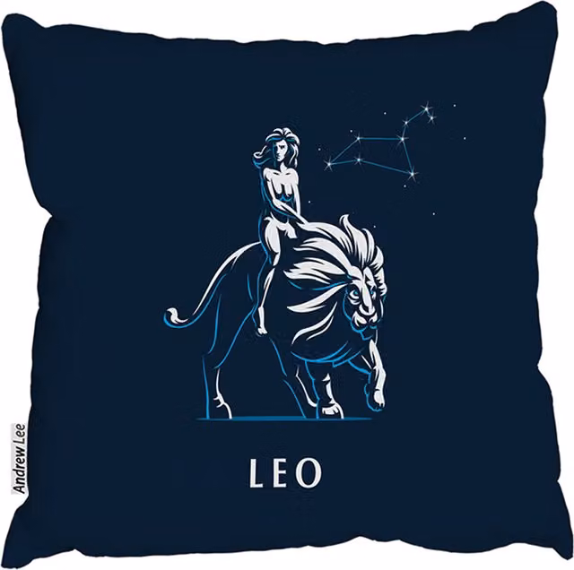 Zodiac Leo Blue Square Outdoor Comfy Cushion, W/D/H: 60 x 60 x 60 cm