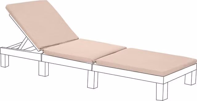 Gardenista Water Repellent Polyester Rectangular Sun Lounger Cushion Replacement in Beige
