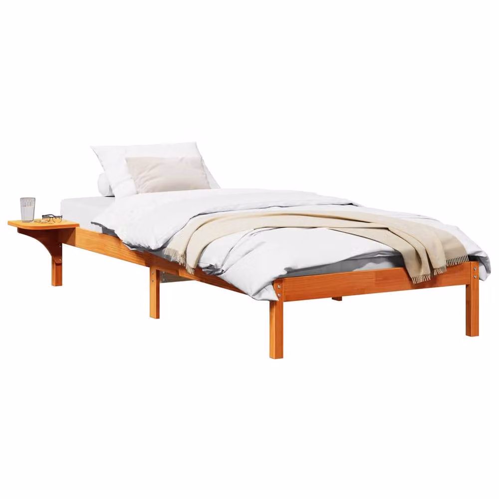 Berkfield Home Modern Solid Pine Wood Bed Frame in Wax Brown, W/D/H: 90 x 200 cm – 2