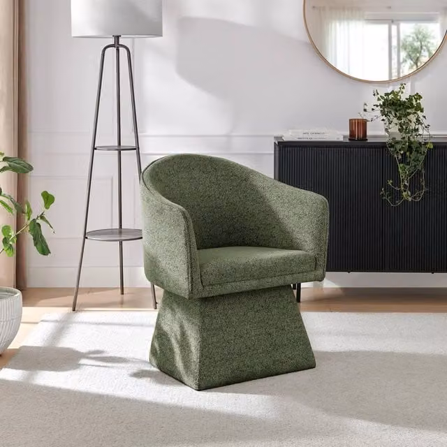 FurnitureboxUK Vera Green Fabric Tub Accent Chair with Armrests – 1