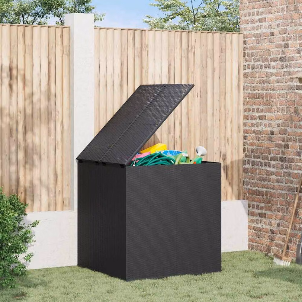 Berkfield Home Durable PE Rattan Garden Cushion Box in Black, W/D/H: 100 x 97.5 x 104 cm – 2