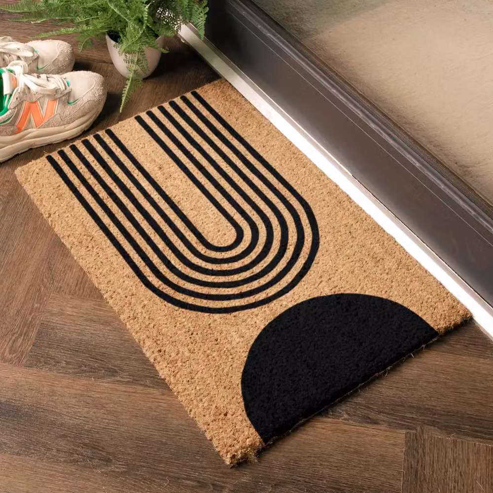 Artsy Mats Abstract Half Moon Design Semicircular Doormat in Grey, W: 60 cm, D: 40 cm – 2