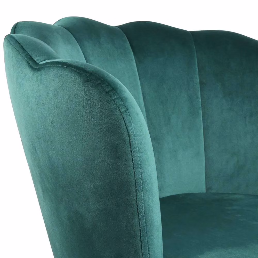 Genesis Flora Green Velvet Accent Chair with Petal Shell Back and Foam Padding – 3