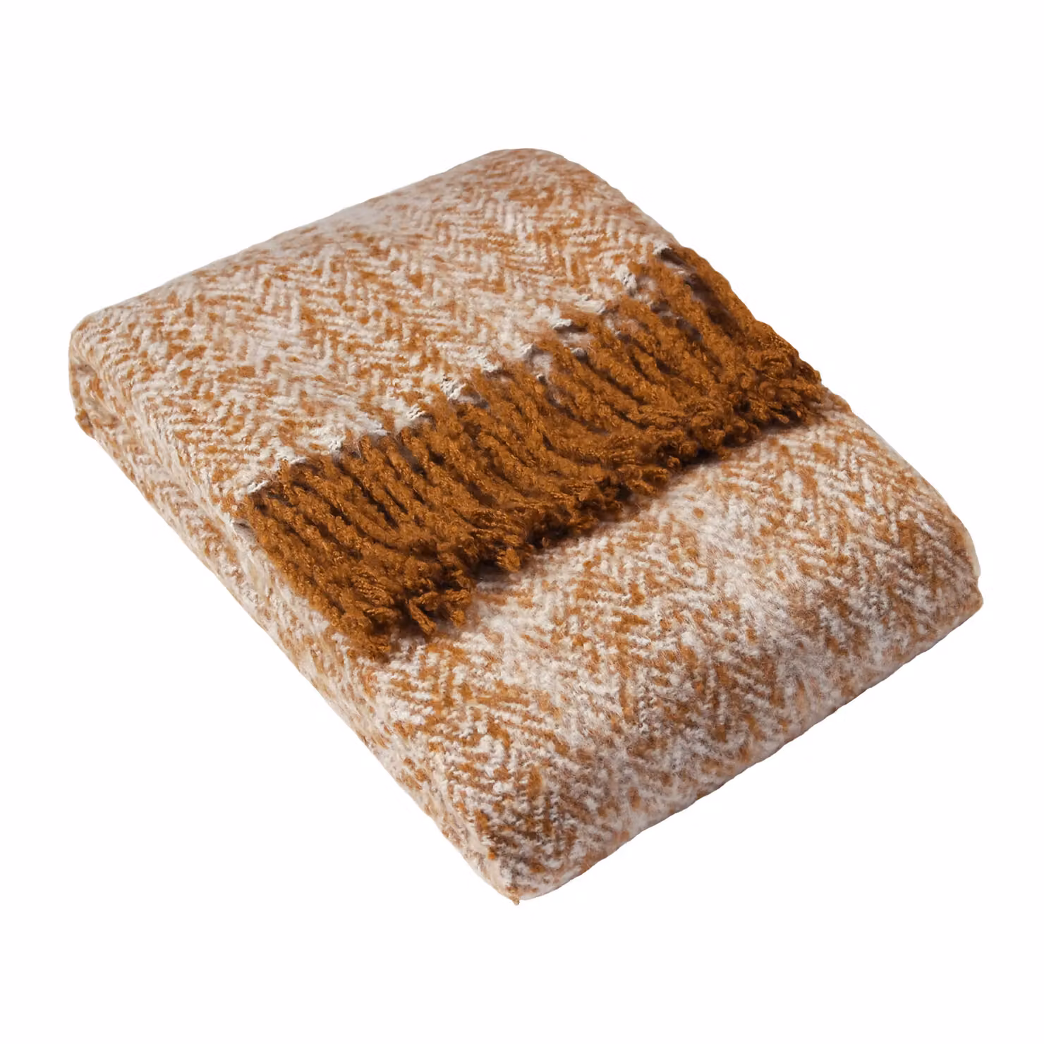 Furn Weaver Woven Herringbone Throw in Gold with Fringes – 2