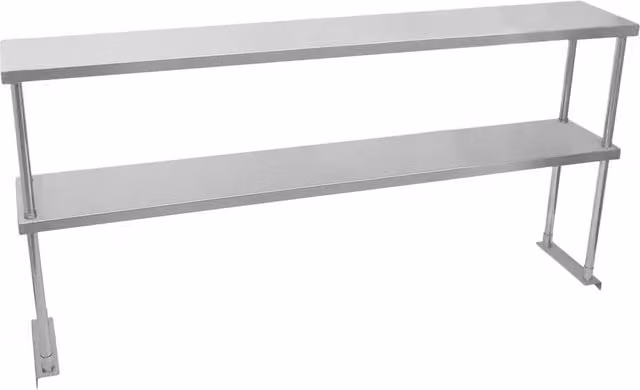 KuKoo Double Tier Steel Over-Shelf in Silver, W/D/H: 150 x 30 x 75 cm