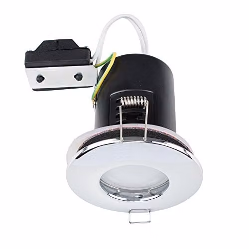 MiniSun Pack of 4 Fire Rated Polished Chrome Domed Recessed Ceiling Downlights with 5W Cool White LED Bulbs – 1