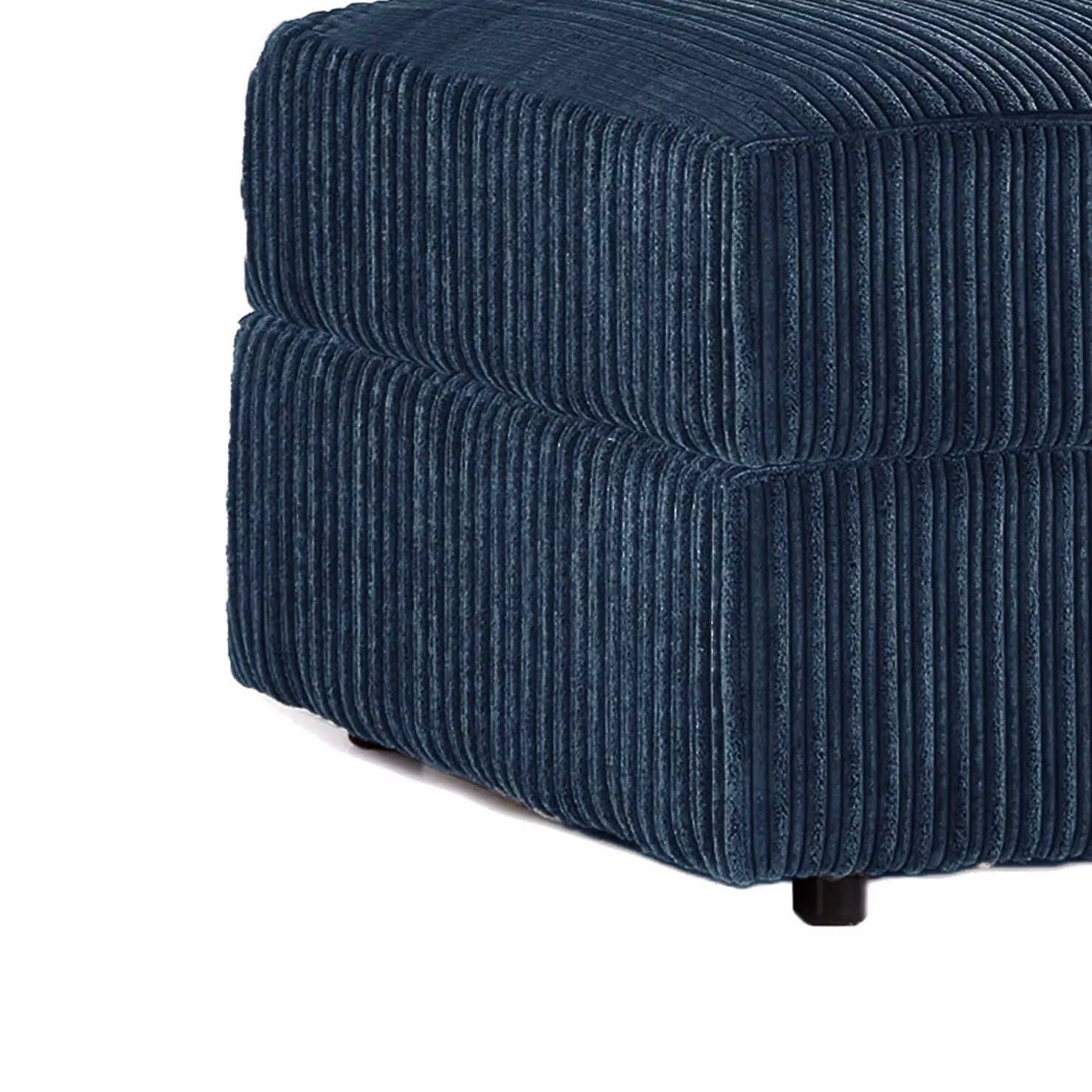 Furnishings For Less UK Luxor Delta Ferguson Soft Jumbo Cord Footstool in Navy Blue, W/D/H: 55 x 42 x 42 cm – 2