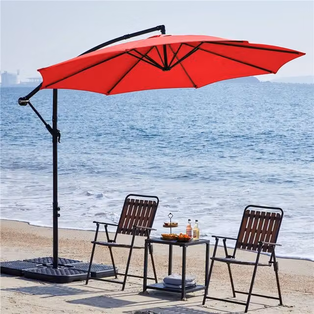Yaheetech Red Adjustable Cantilever Patio Umbrella Banana Parasol
