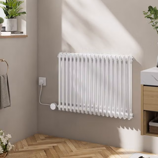 Livingandhome Wall-Mounted Electric Radiator with Thermostat and App Control, White, Width: 83 cm