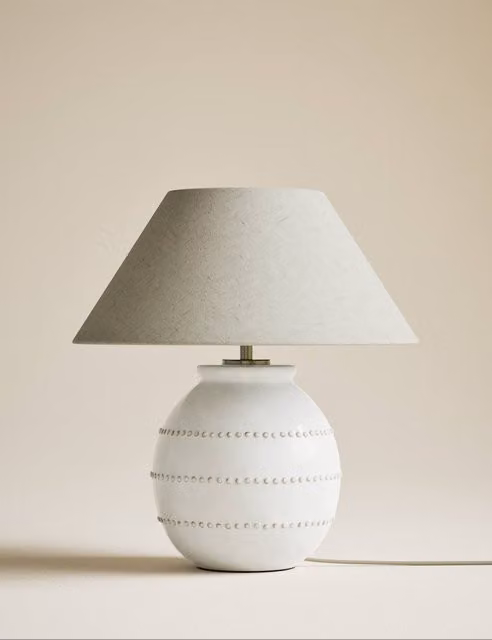 M&S Ceramic Bobble Table Lamp in Beige and White