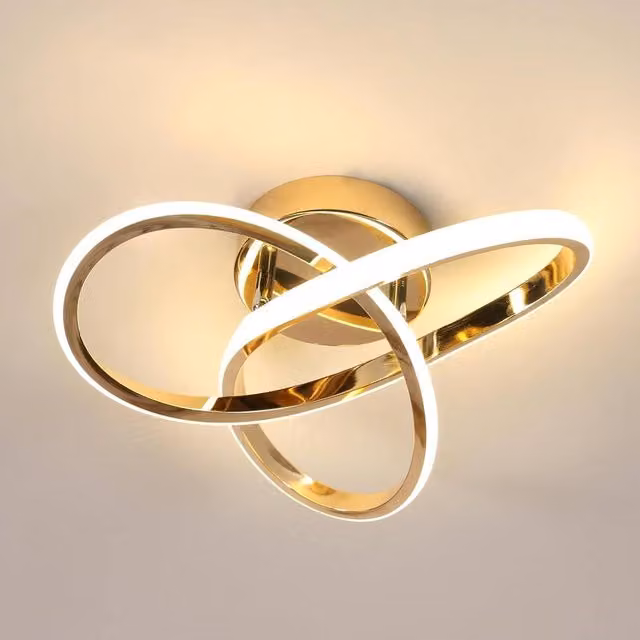 COMELY Elegant Gold Aluminium LED Ring Ceiling Light, 30cm, 30W, 4500K Neutral Light