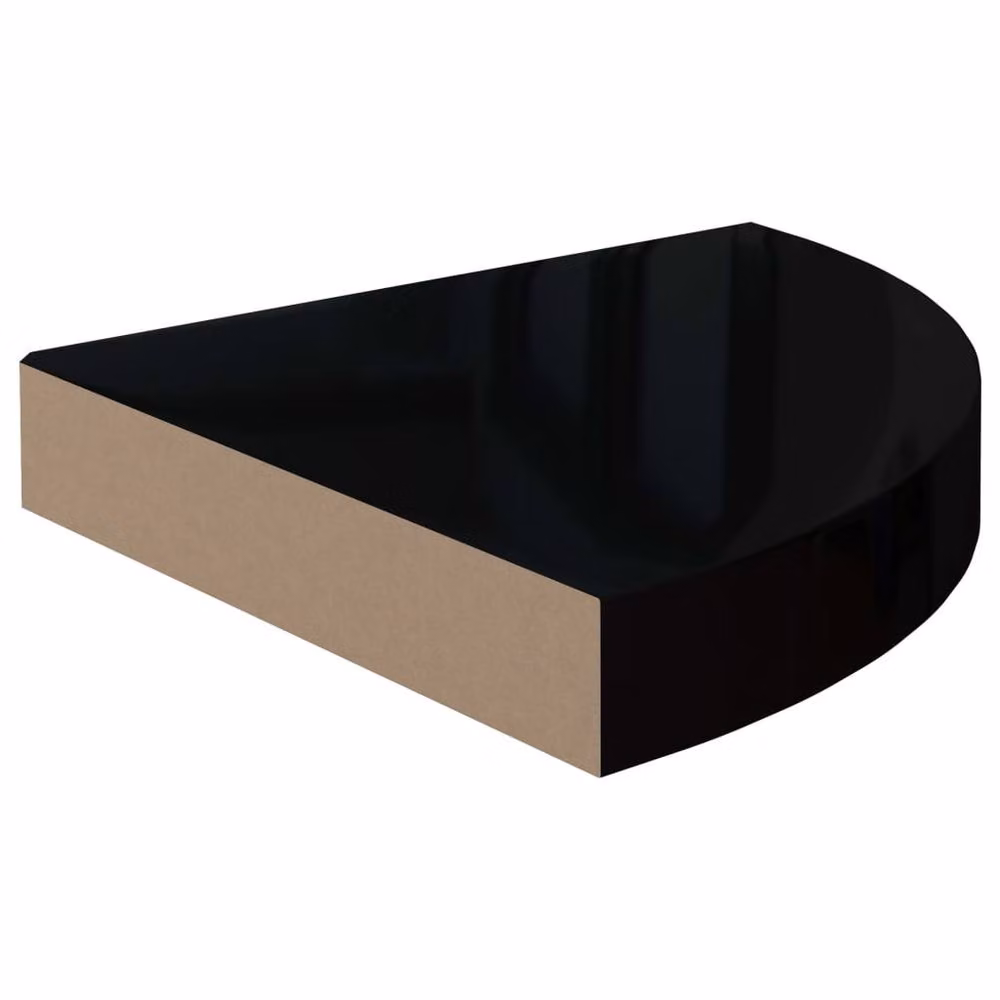 Berkfield Home Durable Floating Corner Shelves, 4 Piece Set, High Gloss Black, W/D/H: 25 x 25 x 3.8 cm – 4