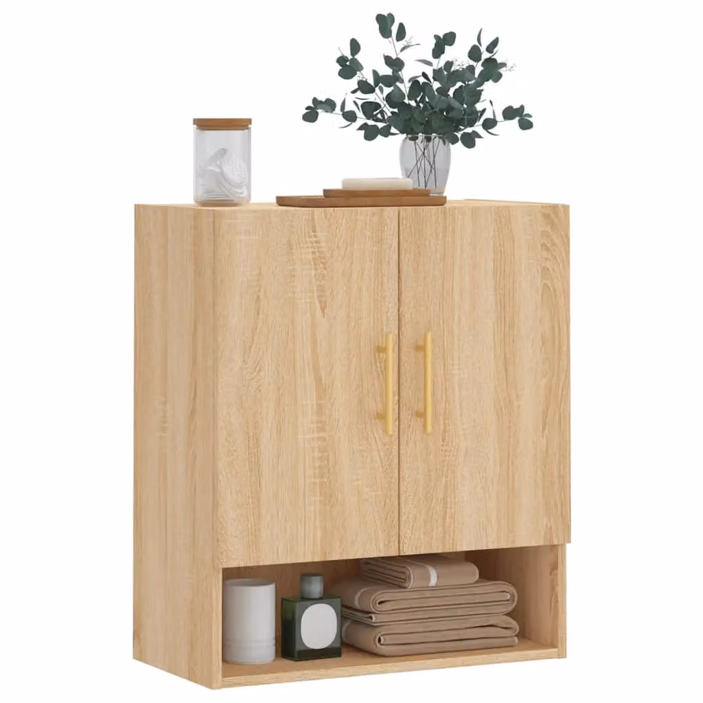 Berkfield Home Wall Mounted Sonoma Oak Cabinet in Brown, W/D/H: 60 x 31 x 70 cm – 2