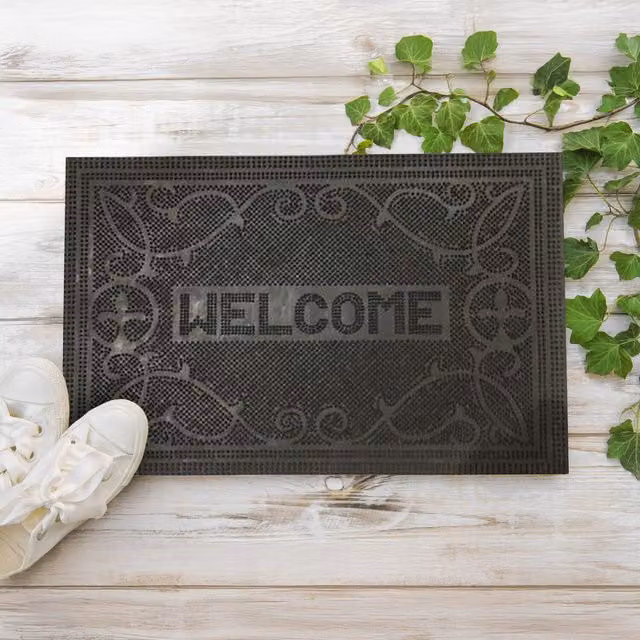 Garden Mile Heavy Duty Weatherproof Rubber Welcome Mat in Black