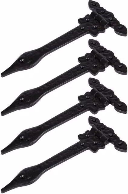 Hammer and Tongs Ornate T-Hinge in Matt Black Iron, Pack of 4