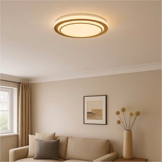 Loops Modern Round LED Ceiling Light in Gold/Brass, Diameter: 40 cm – 1
