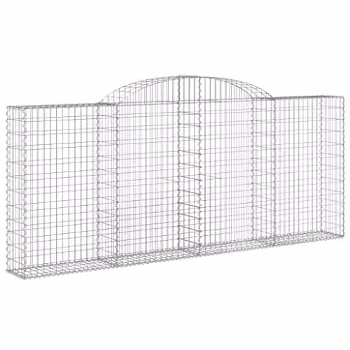vidaXL Arched Gabion Baskets, 2 Pieces, Galvanised Steel, W: 300 cm, D: 30 cm, H: 120/140 cm