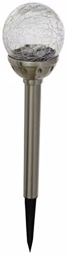 Luxform Pilar Solar LED RGB Garden Spike Light in Silver Stainless Steel