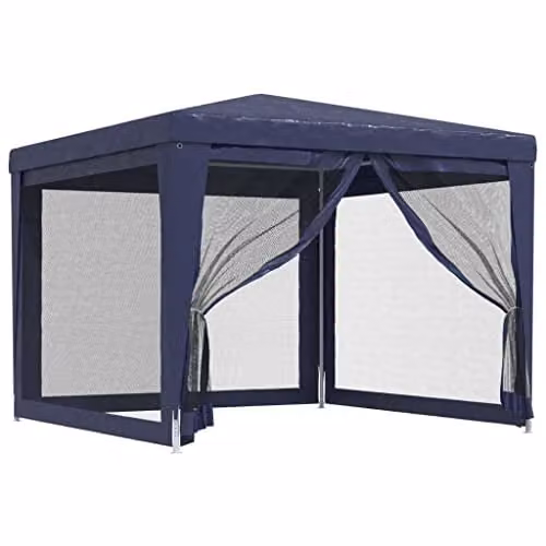 vidaXL Party Tent in Blue with 4 Mesh Sidewalls, W: 300 cm, D: 300 cm, H: 246 cm – 1