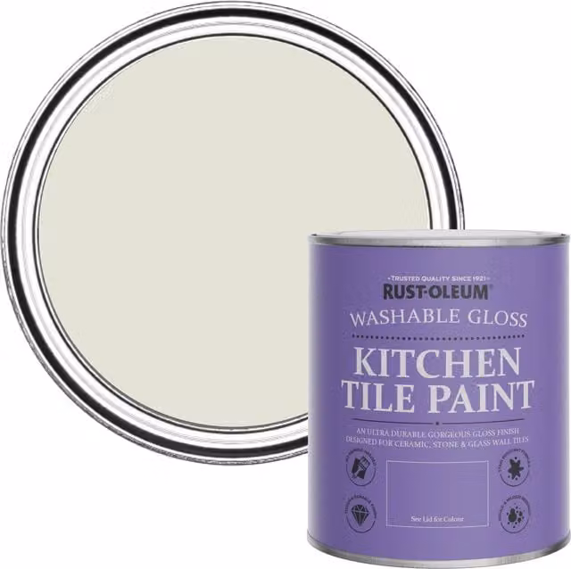 Rust-Oleum Water-Based Kitchen Tile Paint in Gloss Finish, Portland Stone, 750ml