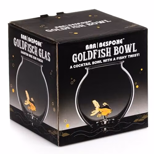 Bar Bespoke Goldfish Cocktail Bowl, 1L Transparent Yellow Borosilicate Glass with 3D Goldfish Sculpture – 2