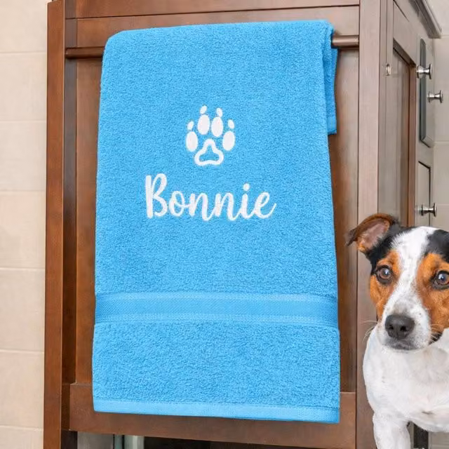 Duncan Stewart Personalised Dog Towel in Turquoise – 3