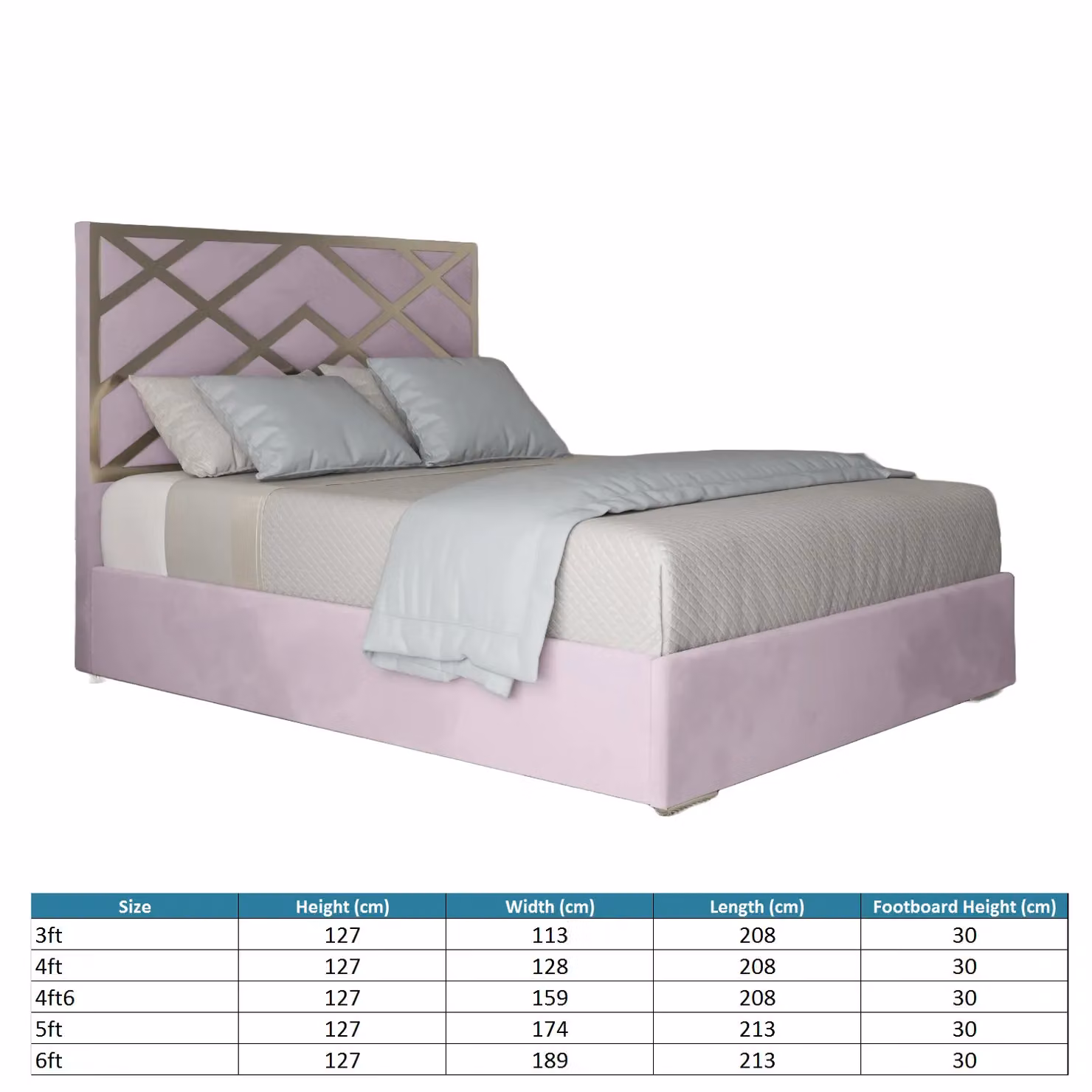 Casani Mayfair Upholstered Soft Velvet Metal Bed Frame in Pink, Super King, W: 200 cm x D: 200 cm – 2