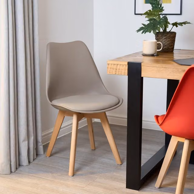 Bravich LTD Rocco Tulip Dining Chair in Taupe, Set of 4