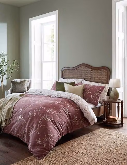 Laura Ashley Pussy Willow Pure Cotton Sateen Bedding Set, Purple Mix, W: 180 cm, L: 200 cm