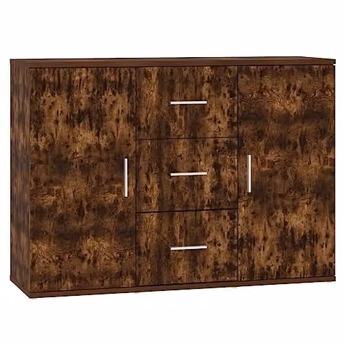 vidaXL Sideboard in Smoked Oak, Brown Engineered Wood, W: 91 cm, D: 29.5 cm, H: 65 cm